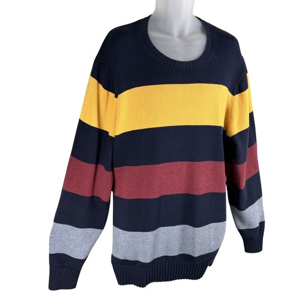 Brooks Brothers 2XLT Colorblock Striped Crewneck Ribbed Sweater Nautical Preppy - Picture 5 of 14